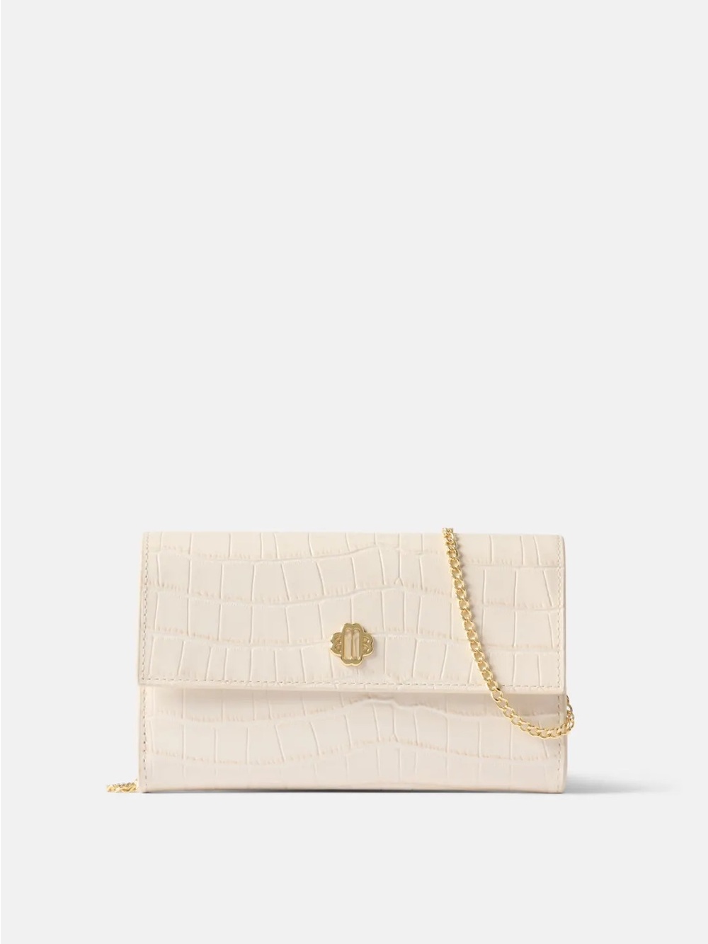 Croc-Effect Embossed Leather Crossbody